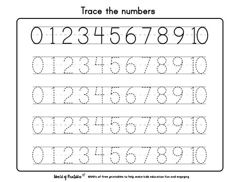 trace numbers 1-10 printable|free printable numbers 1 10.